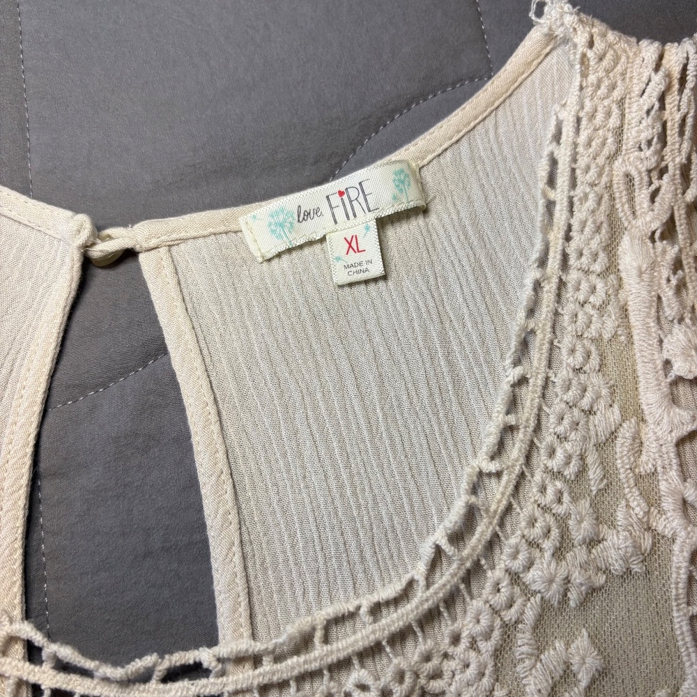 Love, FIRE Tank Dress Cream Ivory Crochet Lace Size XL - Picture 4 of 6